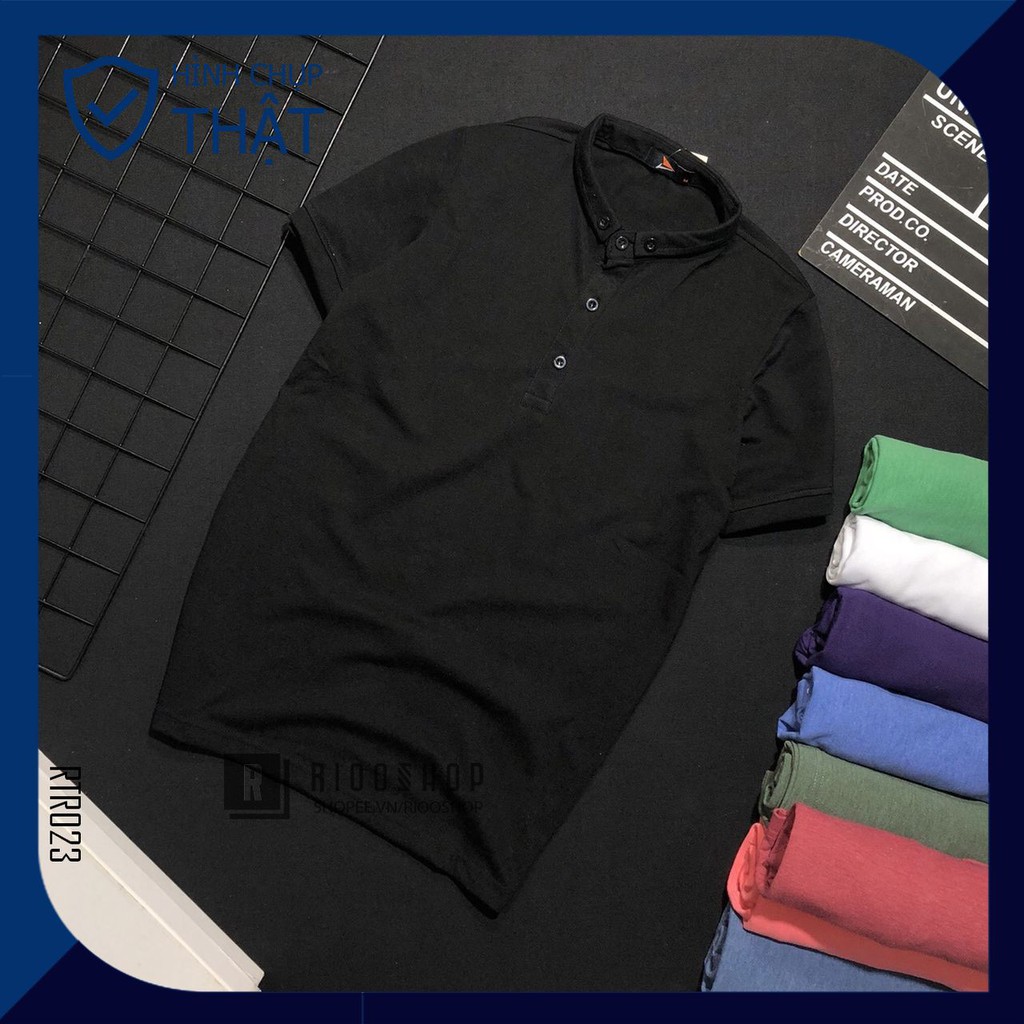 Áo thun nam cổ trụ trơn cao cấp nhiều màu mới RTR023V - áo phông nam đẹp Riooshop | BigBuy360 - bigbuy360.vn