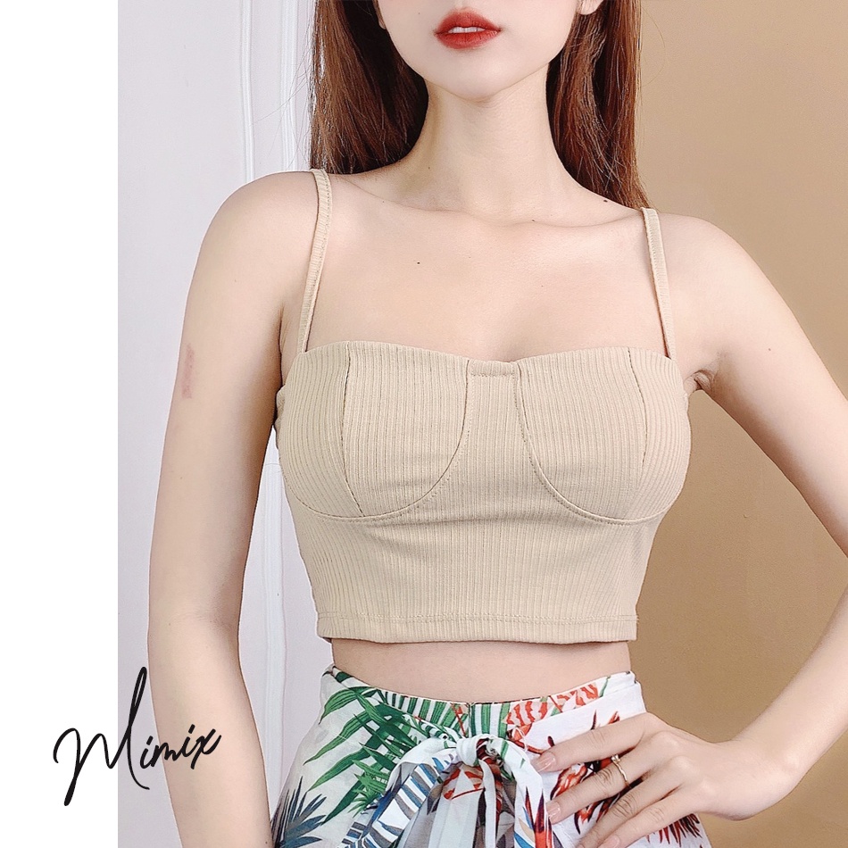 Áo croptop 2 dây bảng nhỏ viền cúp MIMIX BS5075