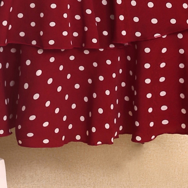 SIYYIS Đầm Chiffon Xếp Ly Hai Dây Màu Đỏ Chấm Bi Phong Cách Hàn Quốc Thời Trang Mùa Hè Dành Cho Bé Gái 5-12 Tuổi