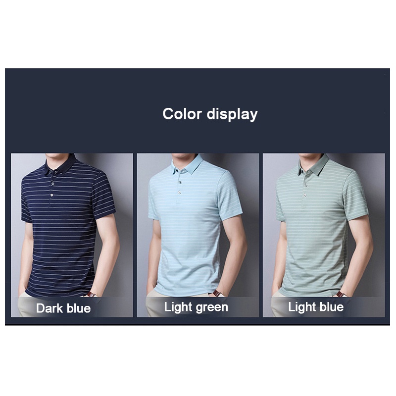 Áo thun polo AOKANG cotton tay ngắn họa tiết kẻ sọc thời trang mùa hè dành cho nam trung niên