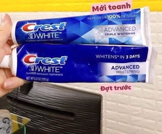 [MẪU MỚI] Kem đánh răng CREST 3D White Advanced Triple Whitening 158g