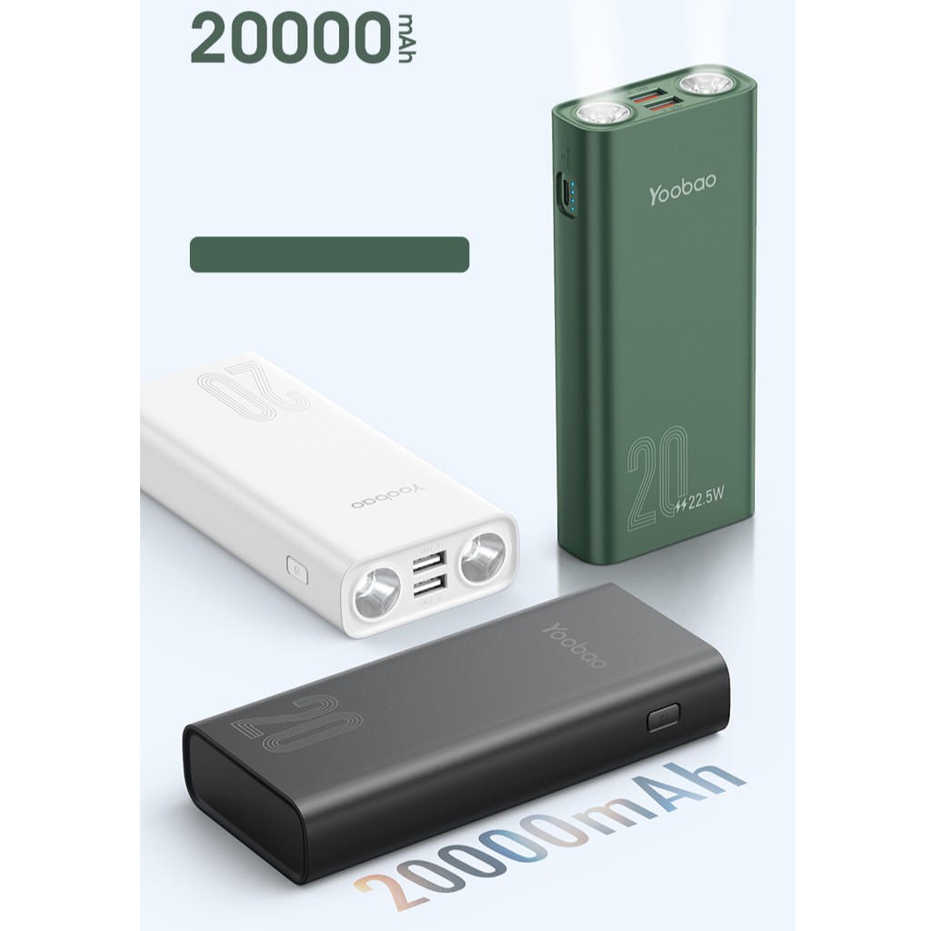  Sạc dự phòng yoobao 20000mAh, sạc nhanh 22.5W, dung lượng lớn