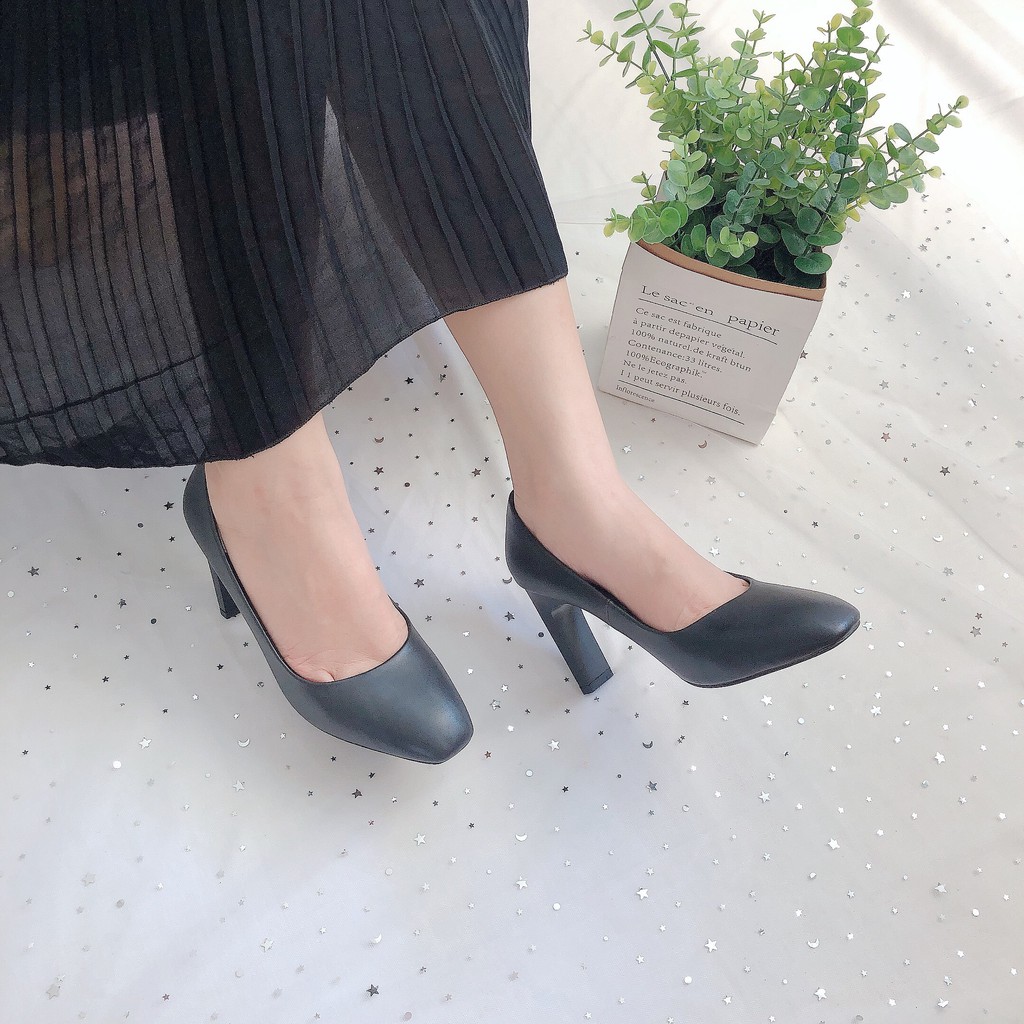 GIÀY CAO GÓT NỮ S O SHOES GÓT DẸT THỜI TRANG CAO 9 CM