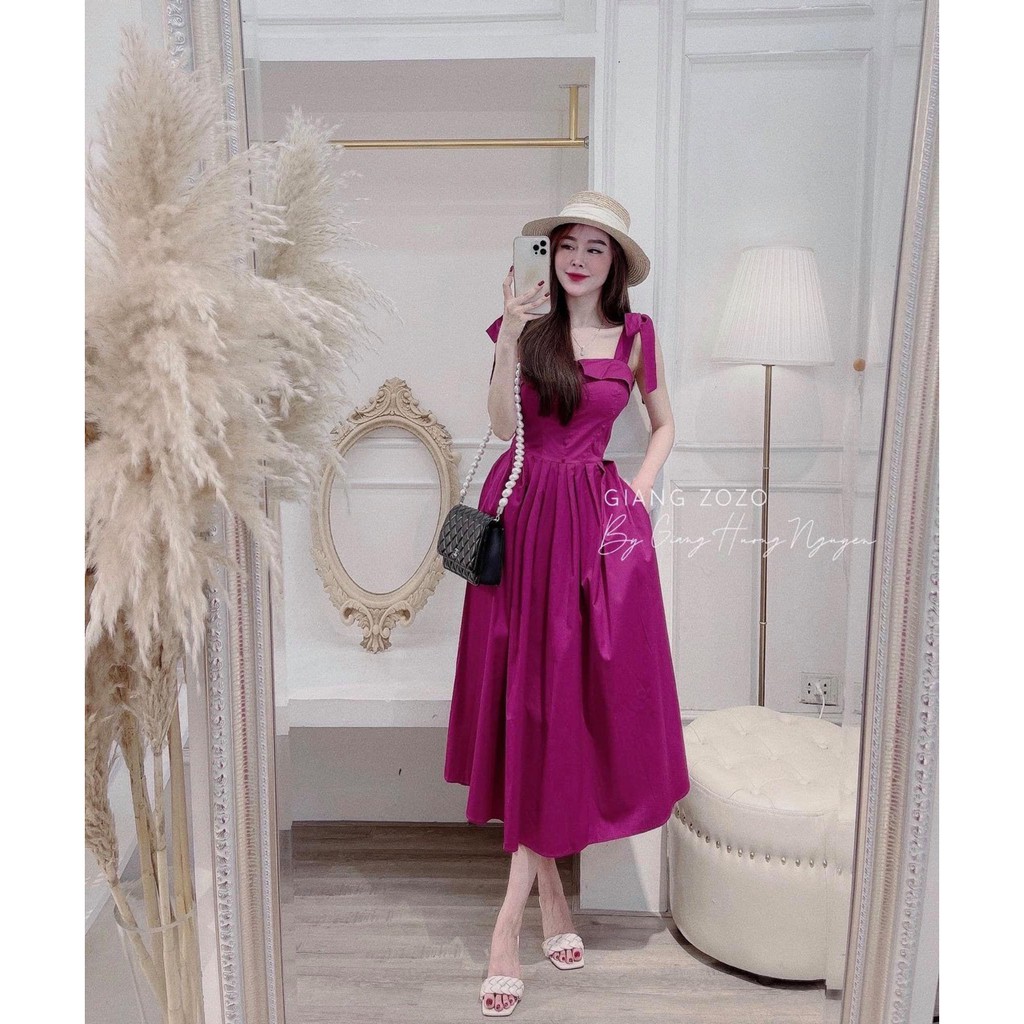 VÁY 2 DÂY 👗 MAXI THÔ CÚC NGỰC ĐỦ SIZE S, M 2 MÀU TRẮNG, HỒNG TÍM