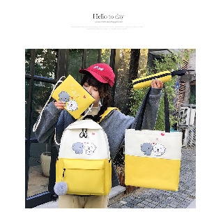 [Combo 4 món] Balo thời trang set 4 món hình hai chú chó dễ thương