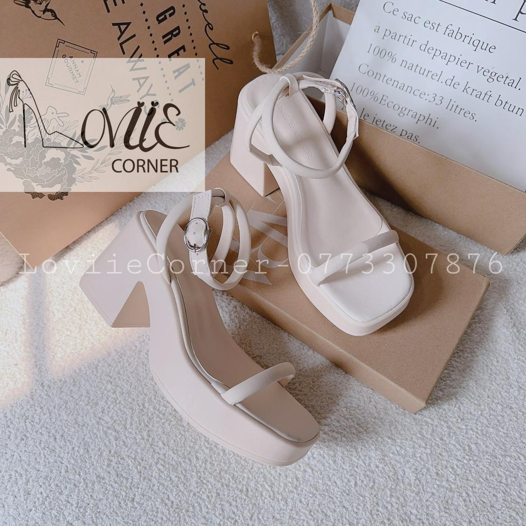 GIÀY CAO GÓT LOVIIECORNER - SANDAL QUAI NGANG MẢNH PHỒNG PHONG CÁCH THỜI TRANG NỮ HIỆN ĐẠI G230517