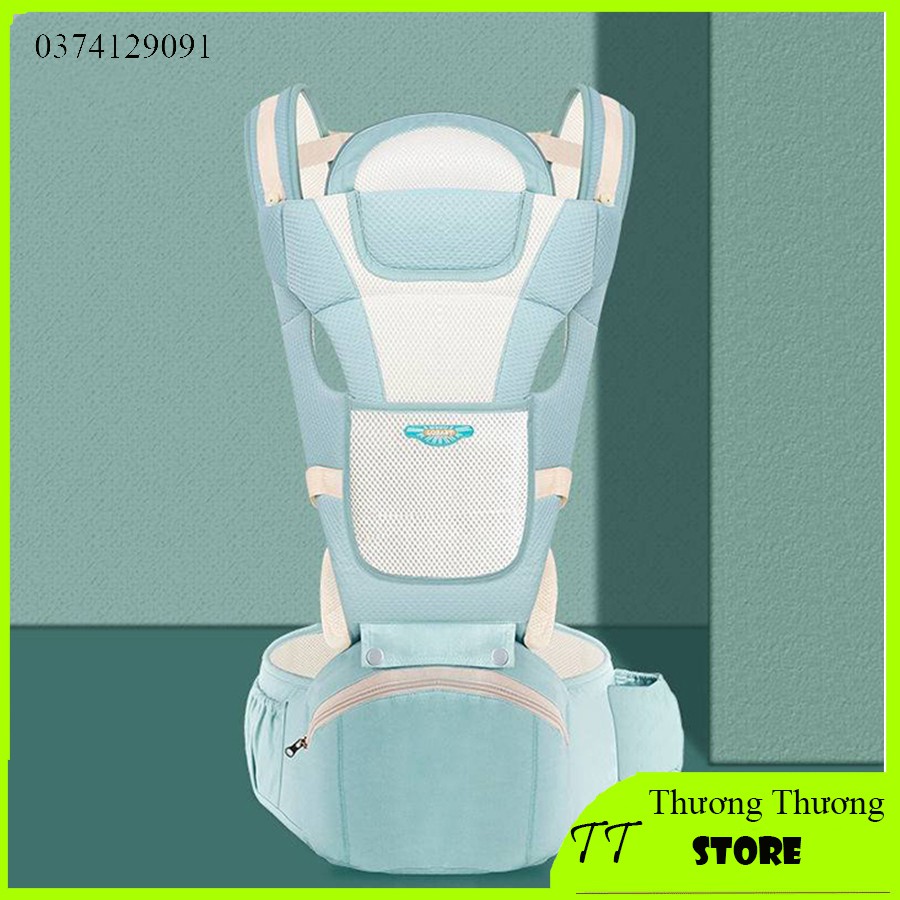 Địu xịn đa chức năng có đỡ cổ, có bệ ngồi (hộp tì) cho trẻ sơ sinh đến dưới 20kg, đai điệu có thể địu nằm, địu ngồi