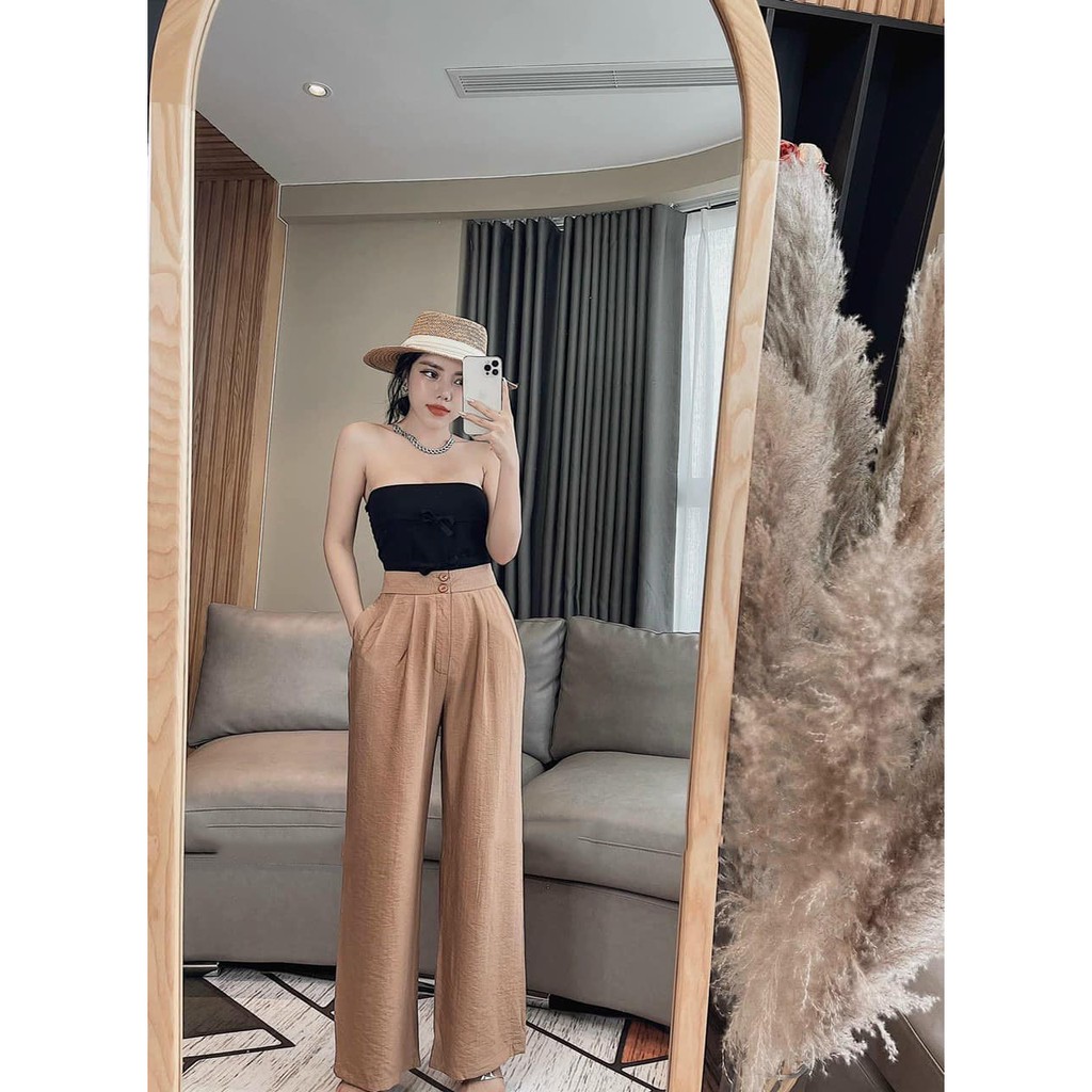Quần đũi ống rộng nữ cạp cao Ladya Store M223