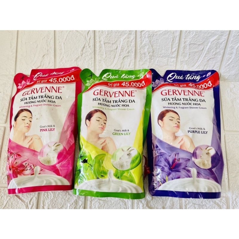 Sữa tắm trắng da hương nước hoa Gervenne TÚI 380G