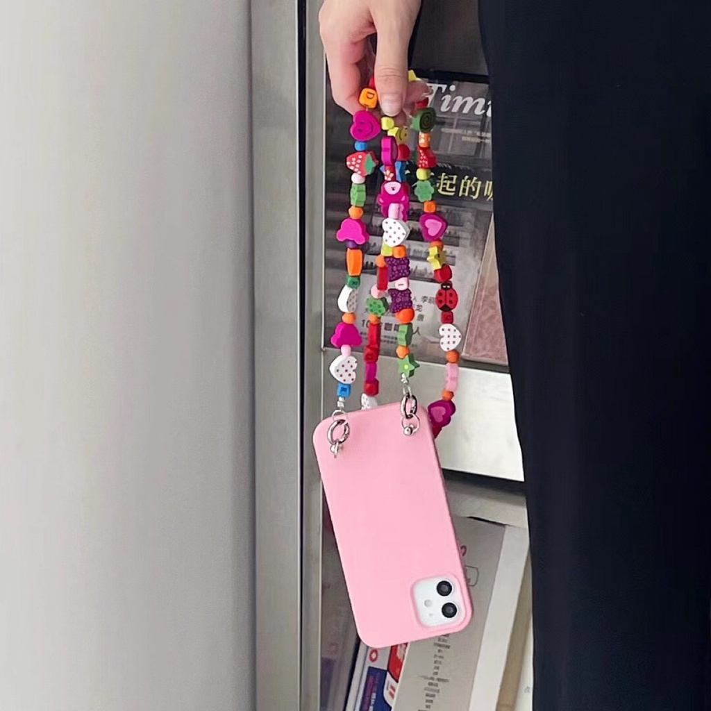 Ốp Điện Thoại Mềm Họa Tiết Hoa Có Dây Đeo Cho iphone14 15pro 13 11 12pro xsmax x / xs 7 / 8plus xr se2 se3