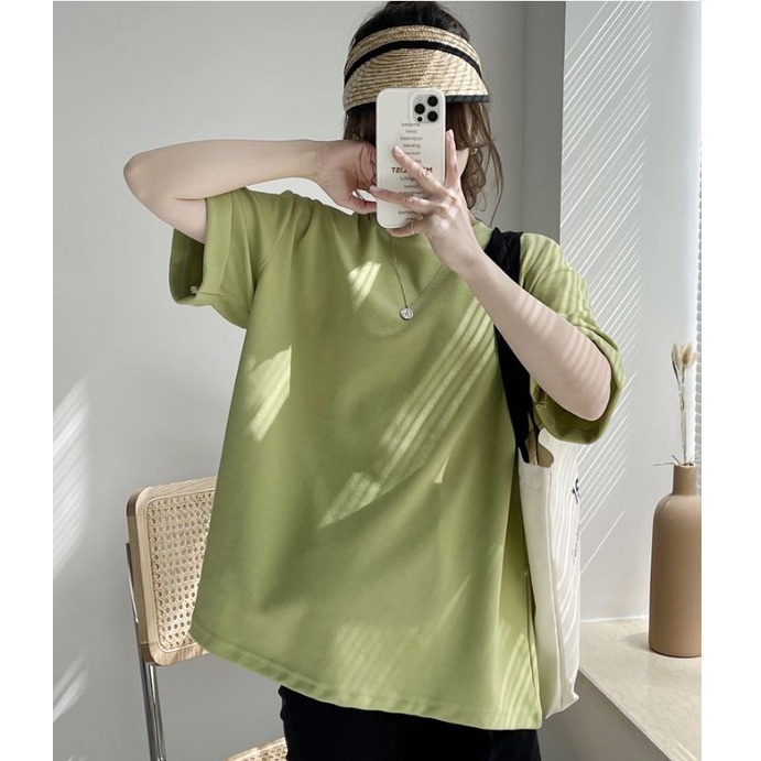 Áo phông nữ cotton, áo thun 3158 chất đẹp, form basic Hàn siêu xinh xanh cốm