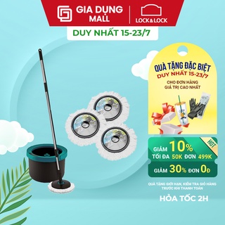Bộ Cây Lau Nhà 360 độ Lock&Lock BLU-GRY-VN-MOP HPP345S2 - Tặng Kèm 2 bông lau thay thế - Hàng Chính Hãng