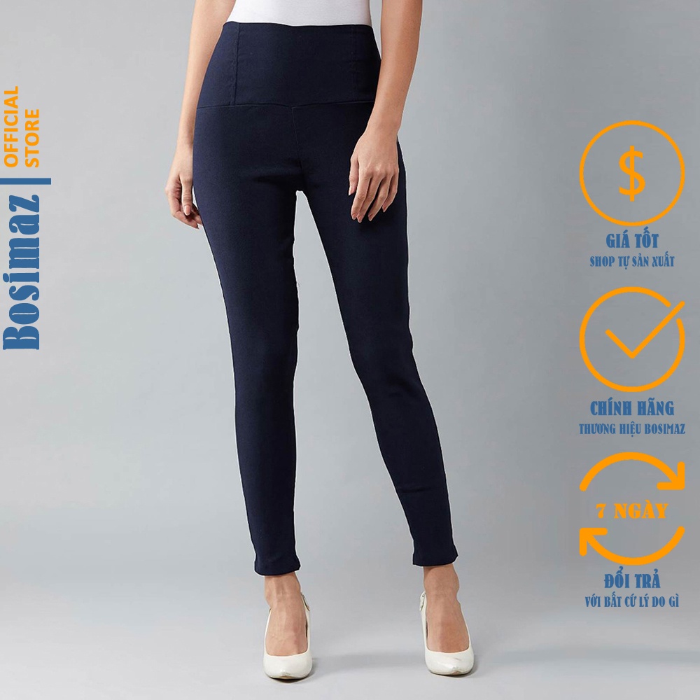 Quần Legging Nữ Bosimaz MS212 dài túi sau màu xanh navy cao cấp, thun co giãn 4 chiều, vải đẹp dày, thoáng mát.