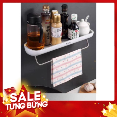Kệ nhà tắm để đồ ECOCO cao cấp có thanh treo khăn không cần khoan tường 1923 AM