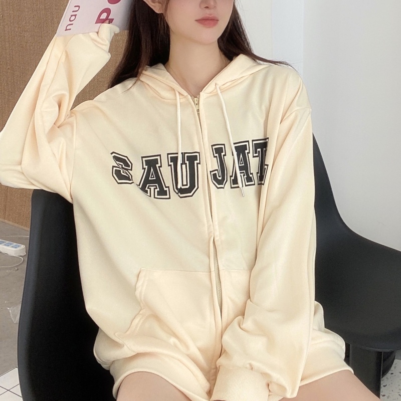 ZHELIHANGFEI Áo Hoodie Tay Dài Form Rộng Kiểu Dáng Retro Dễ Phối Đồ