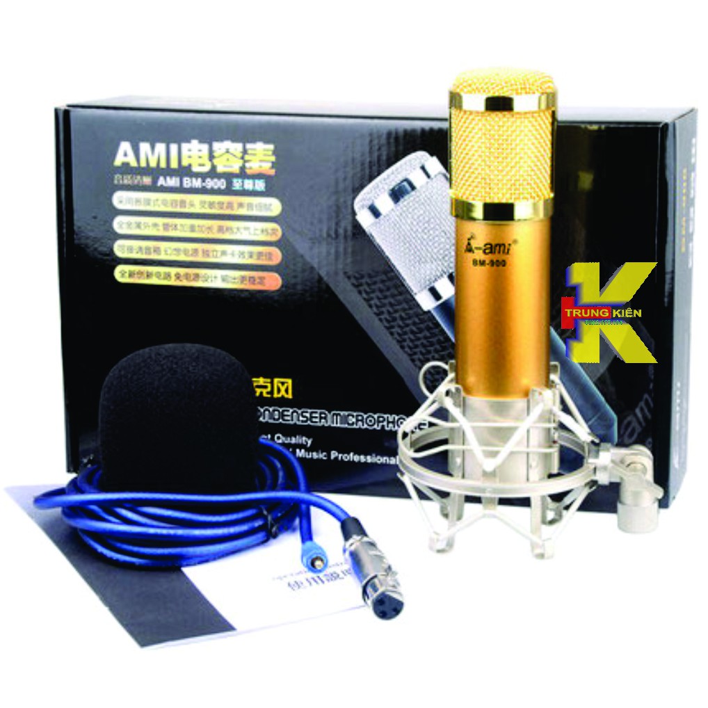 MICRÔ THU ÂM AMI BM-900 (LOẠI 1) MIC HÁT KARAOKE LIVE STREAM.