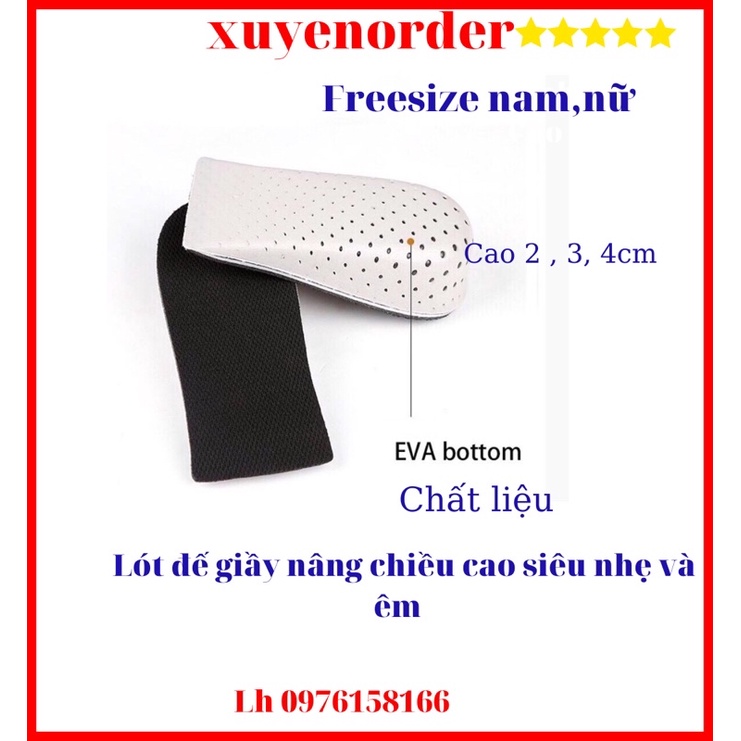 Cặp lót giầy độn đế tăng chiều cao mặt đế lưới thoáng khí siêu nhẹ hàng nhập cao cấp kèm ảnh thật