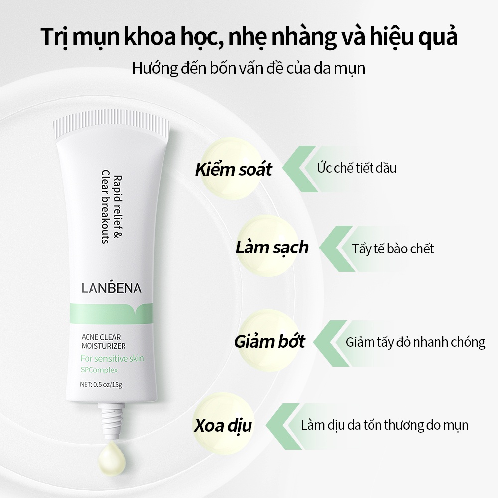 Set 3 Serum Lanbena acne derm chấm mụn dán mụn Hỗ trợ giảm mụn Dưỡng Ẩm Kiềm Dầu Se Khít Lỗ Chân Lông