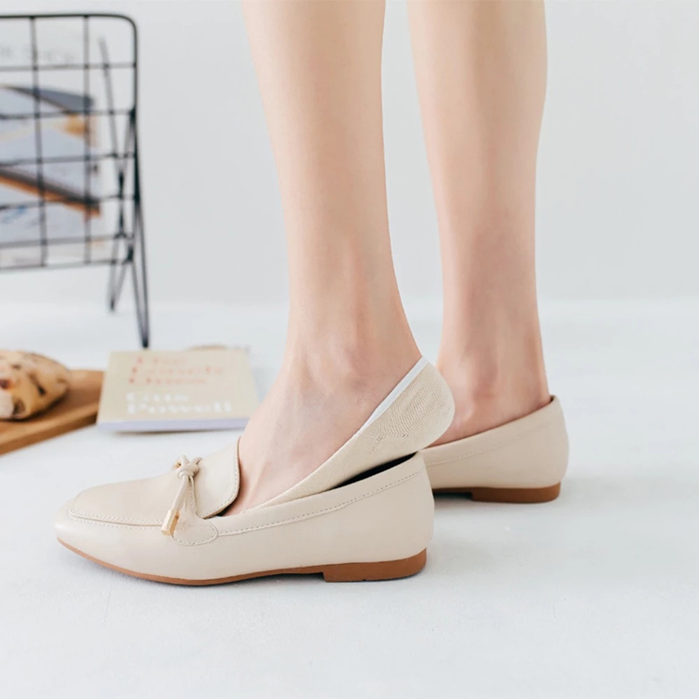 1 Đôi Vớ Cotton Cổ Thấp Màu Trơn Chống Trượt Thời Trang Cho Nữ