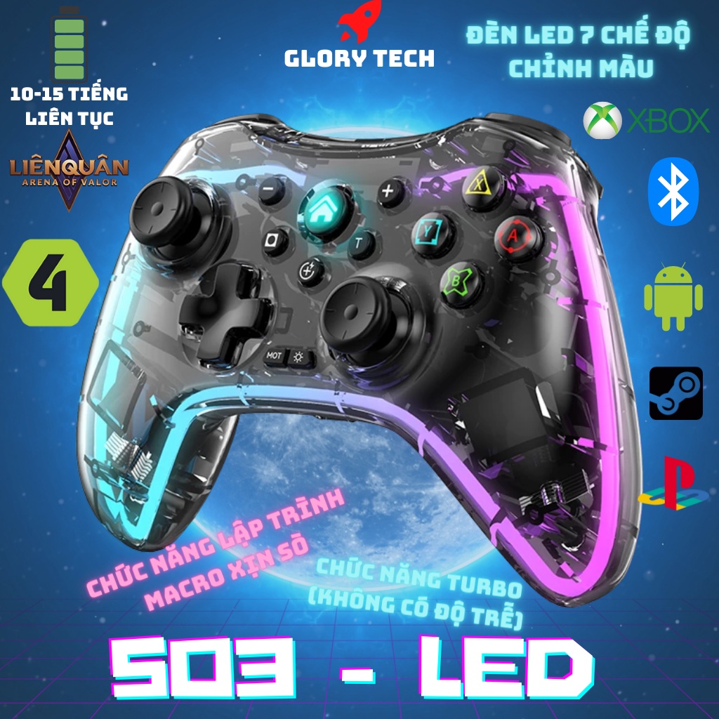 🎁TẶNG DÂY SẠC🎁Tay cầm chơi game S03 - LED Bluetooth,Wireless chơi game FO4|PES2022|Genshin Impact|Liên quân|Minecraft