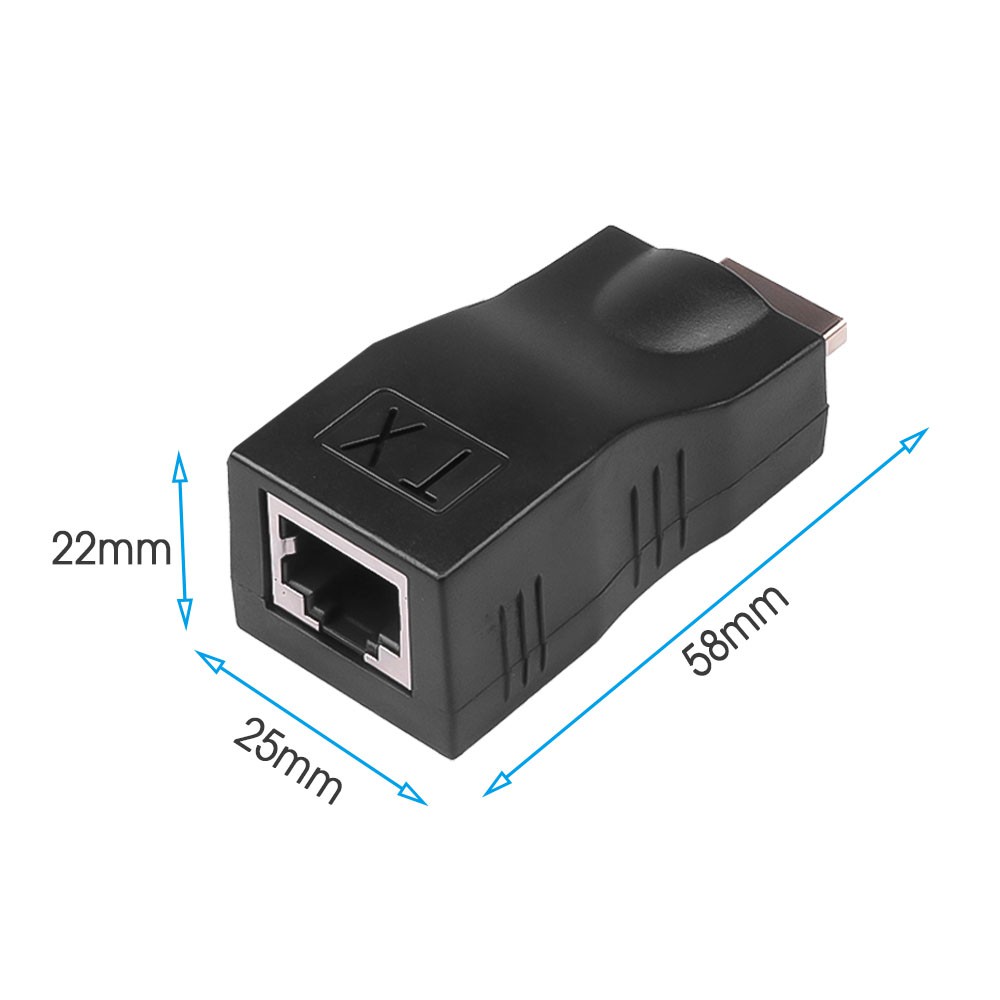 Pair of 30M HDMI Extender to RJ45 Over Cat 5e/6 Network LAN Ethernet Cable Connector TX / RX Transmitter