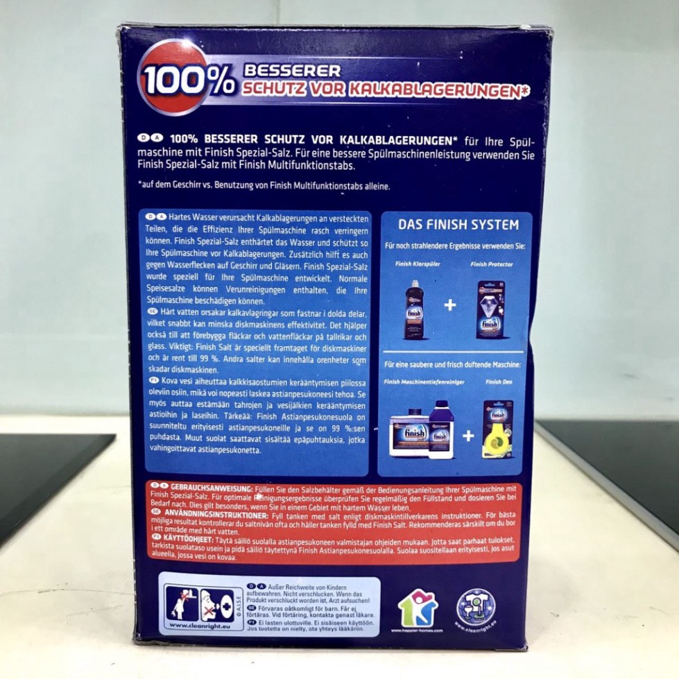 COMBO FINISH: Viên rửa bát Quantum 60 tabs + Muối rửa bát finish 1,2kg