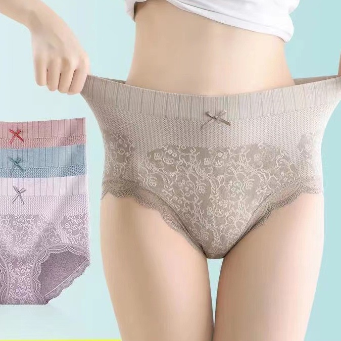 Quần Lót Kháng khuẩn nữ Ren Lưng Cao Không Đường May Định Hình Cơ Thể Quyến Rũ Cho Nữ