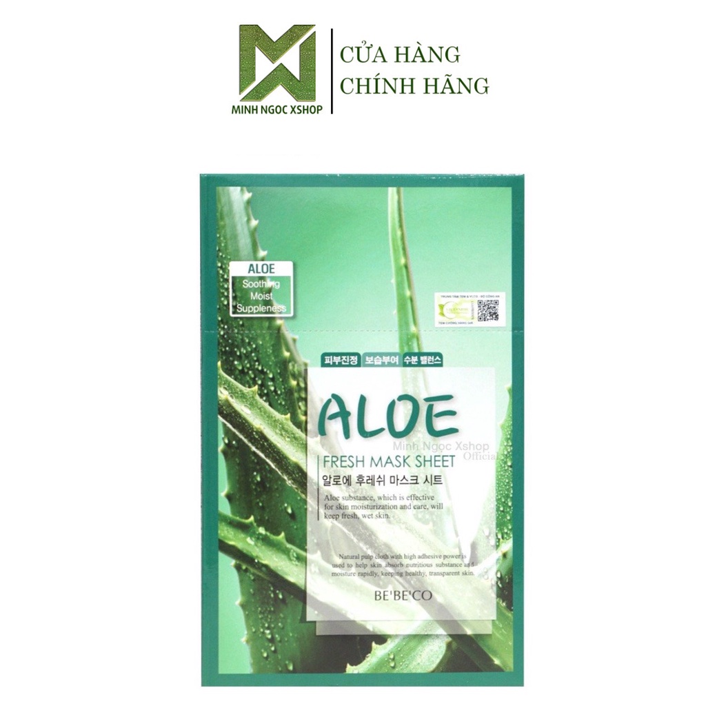 Mặt nạ dưỡng da tinh chất lô hội BEBECO Aloe Fresh Mask Sheet hộp 12 miếng