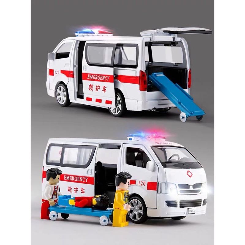 Mô Hình 1:32 Xe Cấp Cứu/ Xe cứu thương Emergency 120 Toyota Hiace 66047/ 68047 không kèm nhân vật