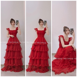 Đầm maxi đi biển dự tiệc tầng cánh tiên