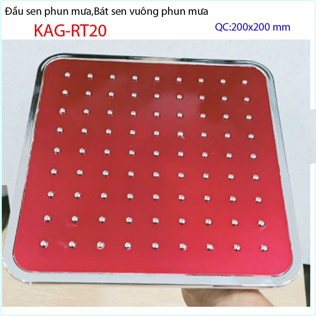 Bát sen tắm đứng vuông 20x20 cm KAG-RT20, đầu sen phun mưa tia nước đều thiết kế mới thời trang sang trọng tuyệt đẹp