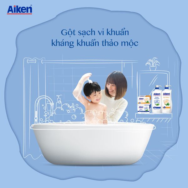 Aiken Sữa tắm Sạch khuẩn Chiết Xuất Trà Xanh Thiên Nhiên 350g