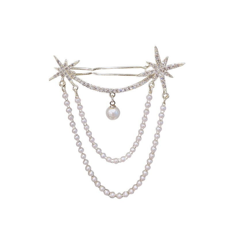 Kẹp Tóc Hình Nơ Đính Đá Ngọc Trai Phong Cách Hàn Quốc