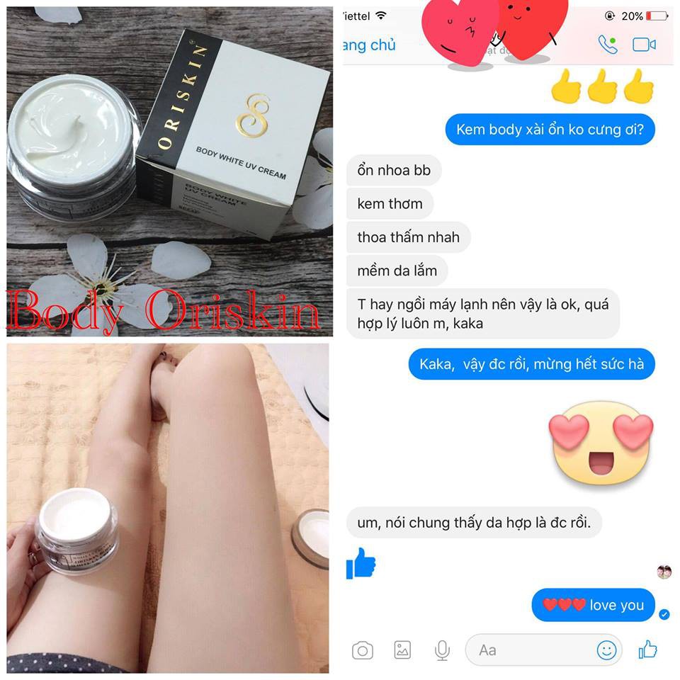 Kem body dưỡng trắng, dưỡng ẩm da toàn thân - Oriskin Body White UV Cream