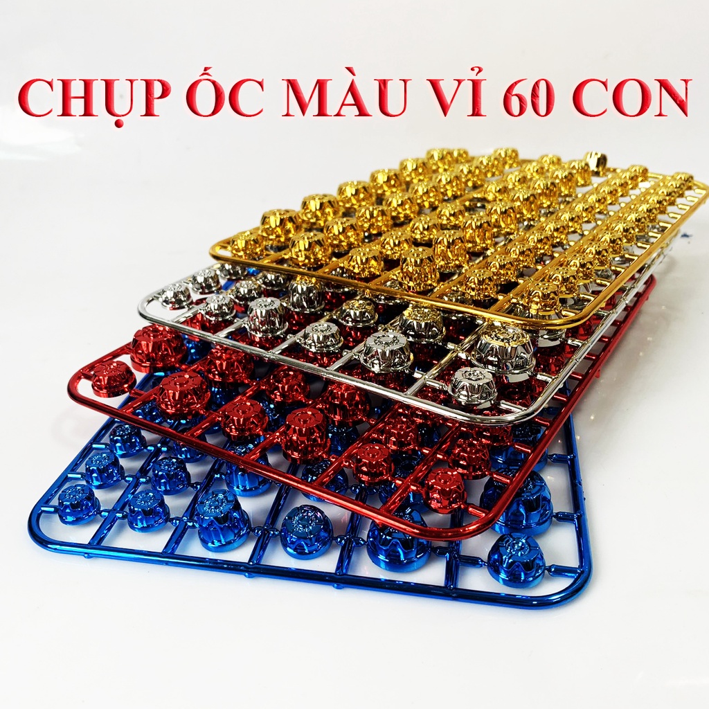 Chụp ốc màu trang trí xe máy -giá 1 vỉ 60 con