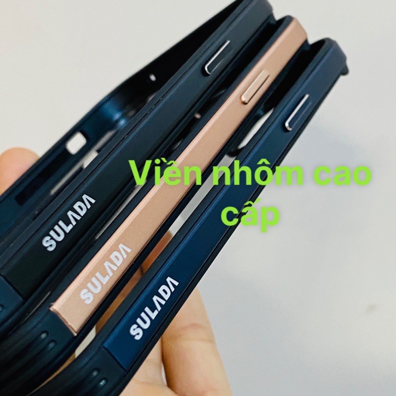 ốp lưng viền nhôm 12/12pro /12promax/13pro/13promax SULADA cao cấp lưng trong suốt viền nhôm