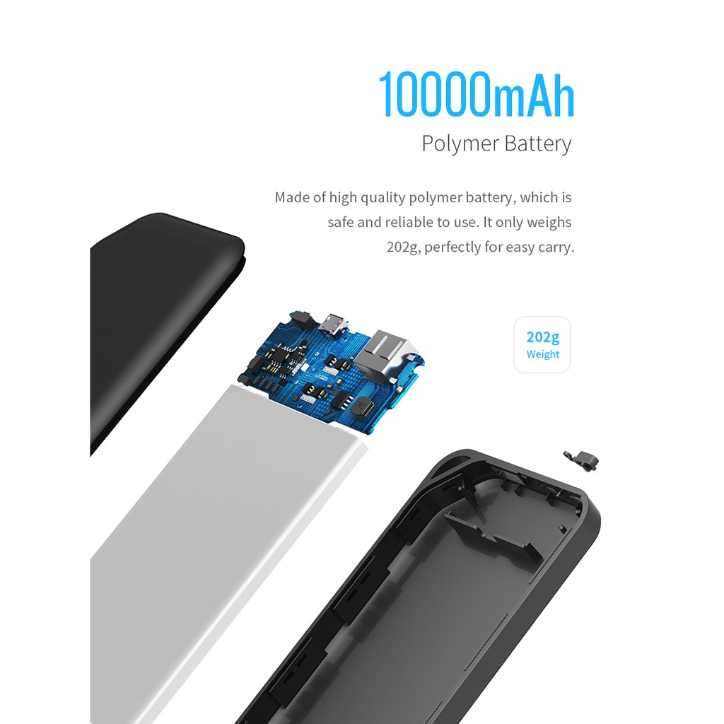 Pin sạc dự phòng Rock P42 10000 mAh -BH 12 tháng 1 đổi 1 (Hàng chính hãng)