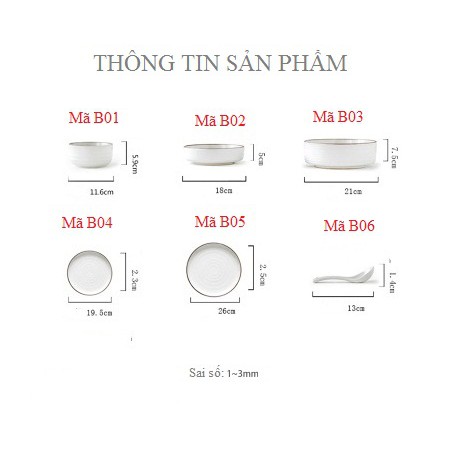 [LẺ] Bát đĩa Wistom phong cách Bắc Âu cao cấp họa tiết muối tiêu