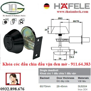 Khóa cóc đầu chìa đầu vặn Hafele 911.64.383