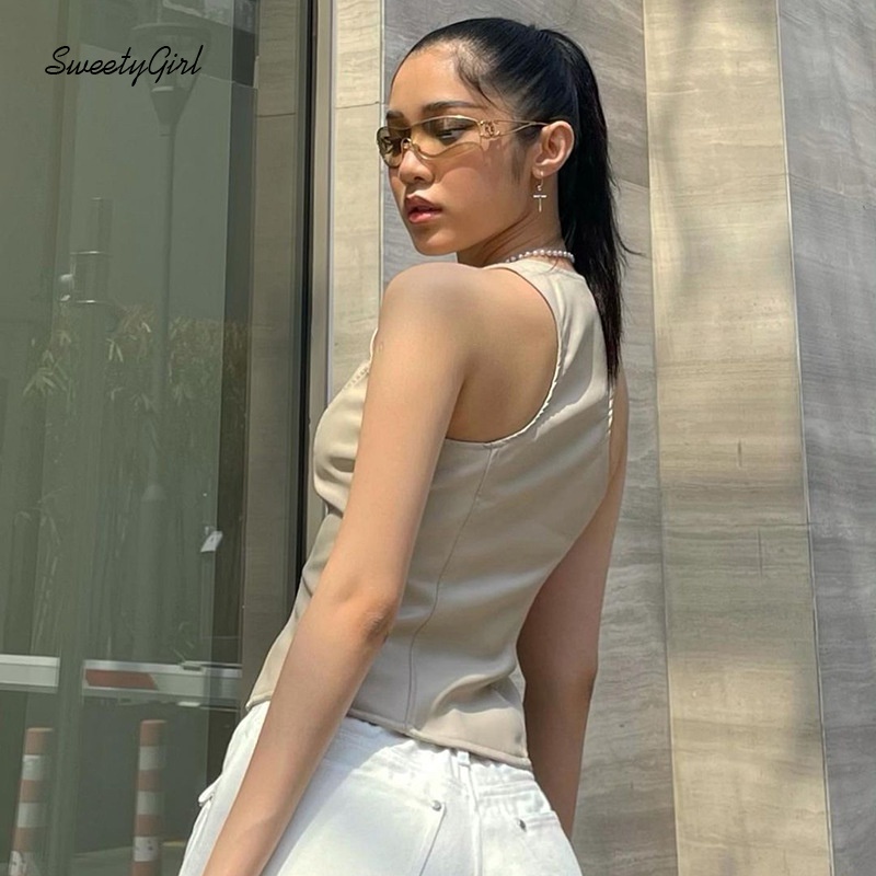 Áo Tank Top Cổ Chữ V Khoét Sâu Màu Trơn Thời Trang Quyến Rũ Cho Nữ