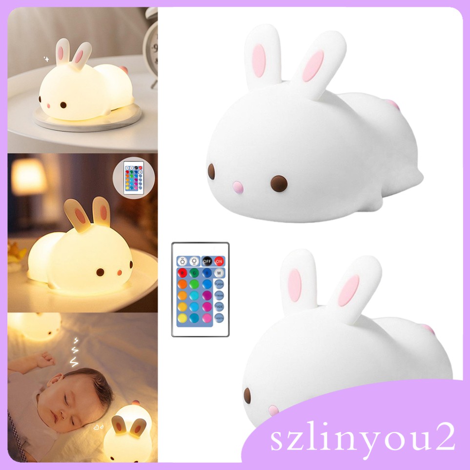 Đèn Ngủ Silicone Hình Con Thỏ, Không Kèm Remote Điều Khiển