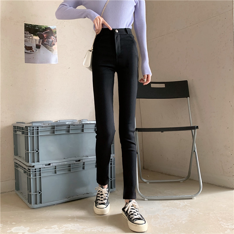 SUXI NEW Quần Legging Lưng Cao Màu Đen Cho Nữ