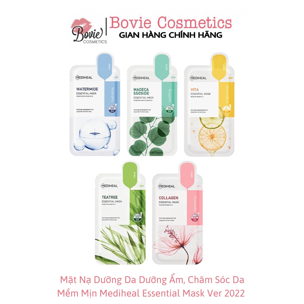 Mặt Nạ Dưỡng Da Dưỡng Ẩm, Chăm Sóc Da Mềm Mịn Mediheal Essential Mask Ver 2022 - Bovie