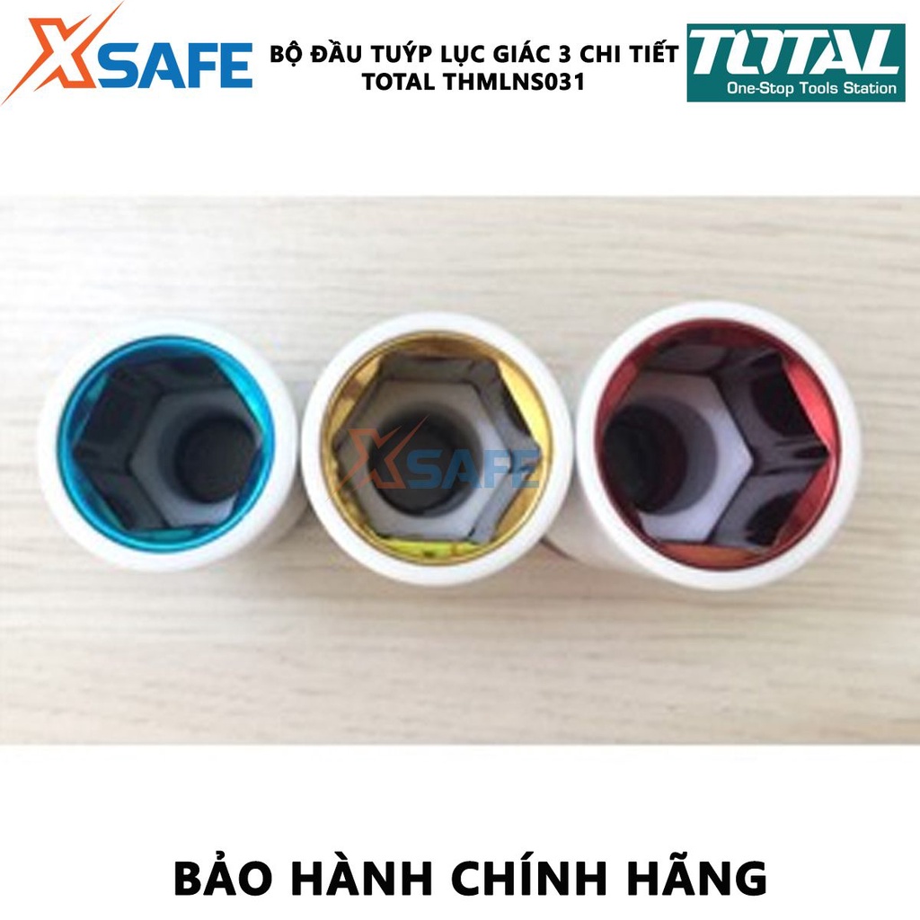 Bộ đầu tuýp lục giác 3 chi tiết TOTAL THMLNS031 | bộ 3 tuýp lục giác chất liệu thép CrMo kích thước 17,19,21mm