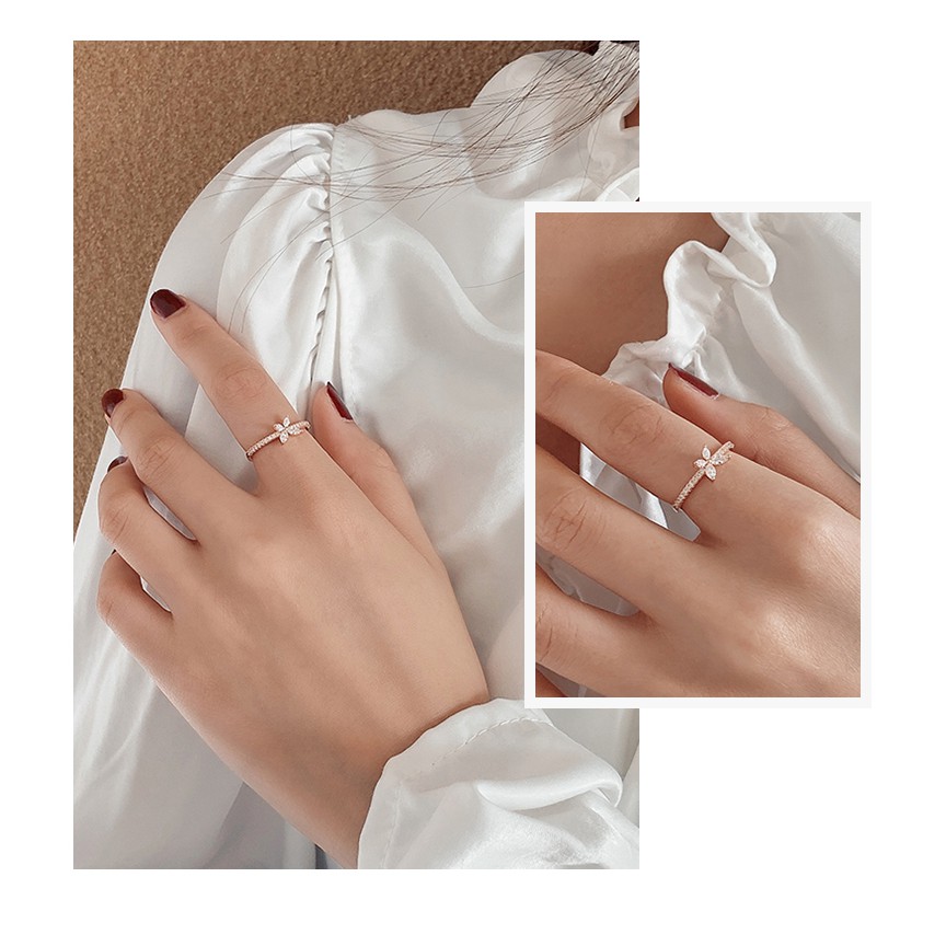 Nhẫn Đính Hôn Kim Cương Hoa Pha Lê Vàng Trắng Phong Cách Thời Trang Cho Nữ