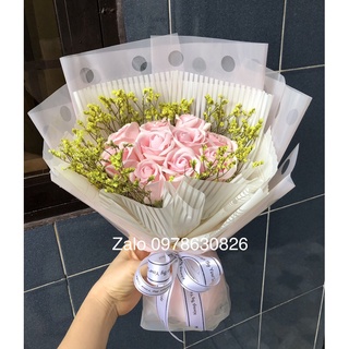 Hoa sáp thơm kèm túi mặt kính