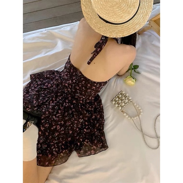 [Sẵn]Đầm hoa nhí 2 dây cổ yếm, váy hoa nhí 2 dây | BigBuy360 - bigbuy360.vn