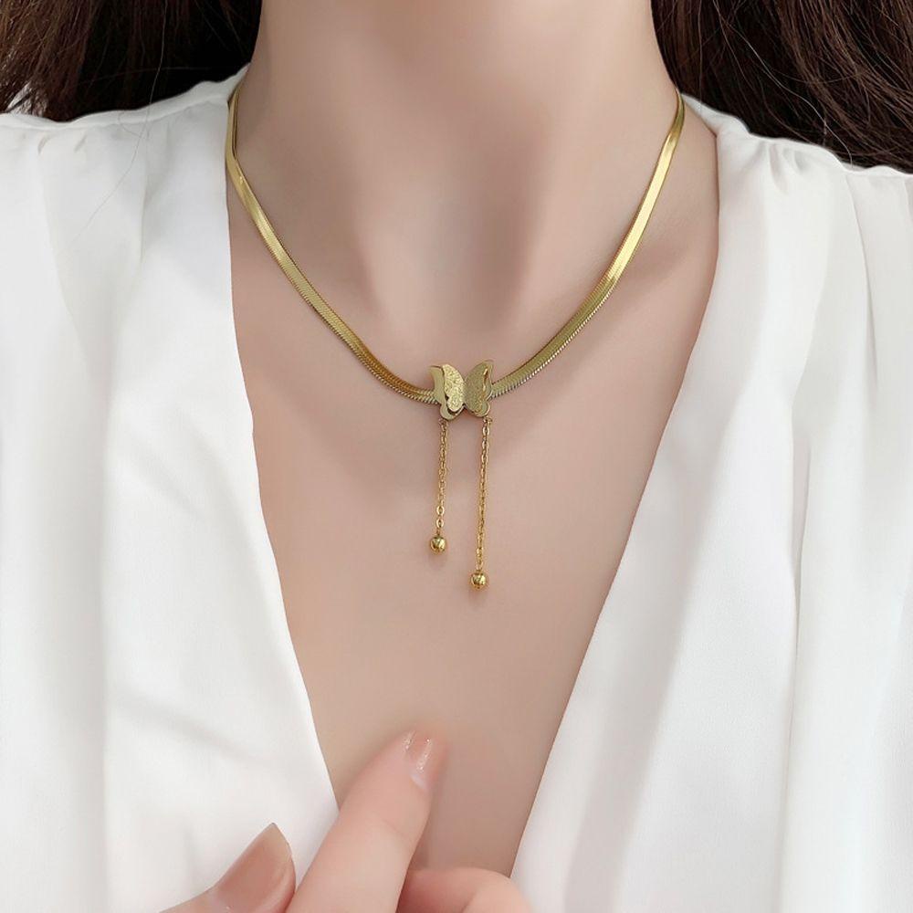 QQMALL Vòng cổ Thép Titan Phối Tua Rua Phong Cách Hàn Quốc