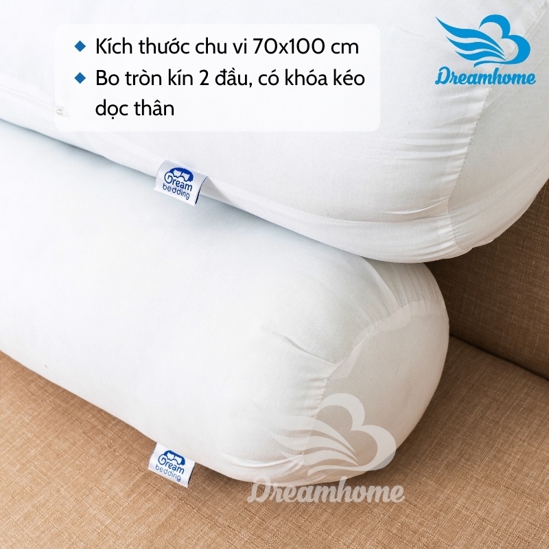 Ruột gối ôm Dream Bedding cao cấp ép hơi kích thước 35x100cm có khóa kéo điều chỉnh được bông Dream bedding