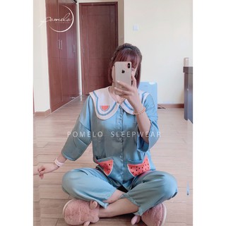 Bộ đồ ngủ lụa satin tay lửng quần dài - POMELO SLEEPWEAR
